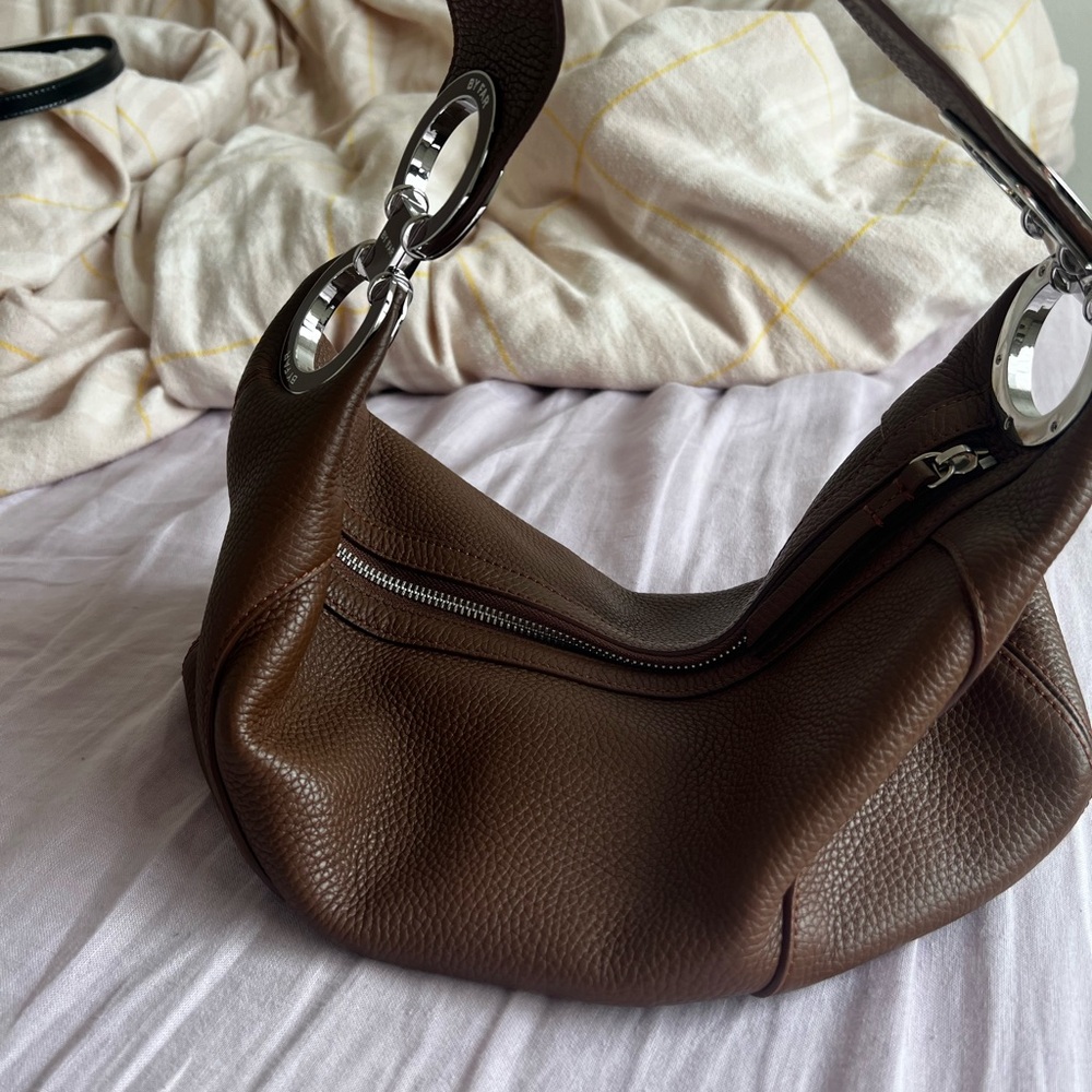 BY FAR Amira Chocolate Brown Leather Shoulder Bag - Picture 5 of 8